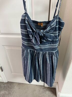 Flying Tomato Navy & White Striped Tie-Front Romper